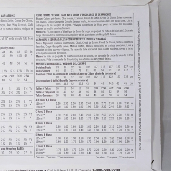 3 for $15 - Simplicity Blouse Pattern #2409 Sz 10-18 - Picture 3 of 3